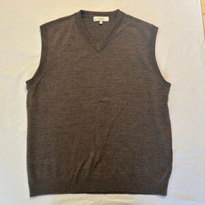 Turnbury Brown Sweater Vest L 100% Extra Fine Merino Wool